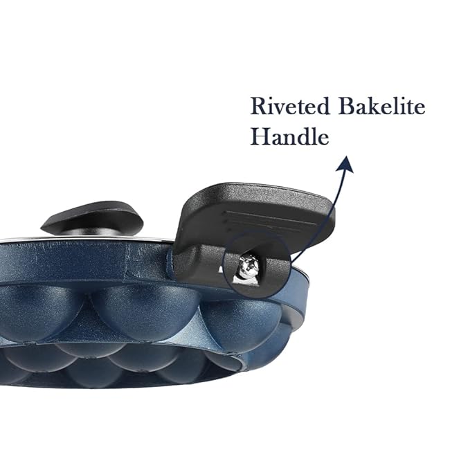 Vinod Aluminium Non Stick Kuzhi Paniyaram Pan - 12 Cups, 22cm | Paniyarakal, Appa Patra, Appam Patra | 3mm Thick | 3 Ply