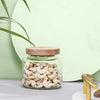 Anko 2L Borosilicate Glass Jar for Kitchen | Airtight | Rubberwood Lid | Set of 1