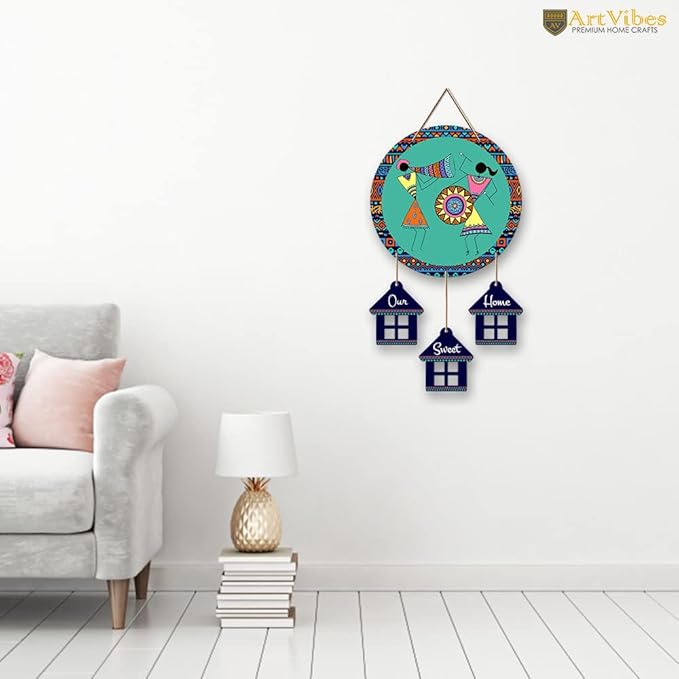 Artvibes Warli Dancing Art Wooden Wall Hanging Decorative Items for Home