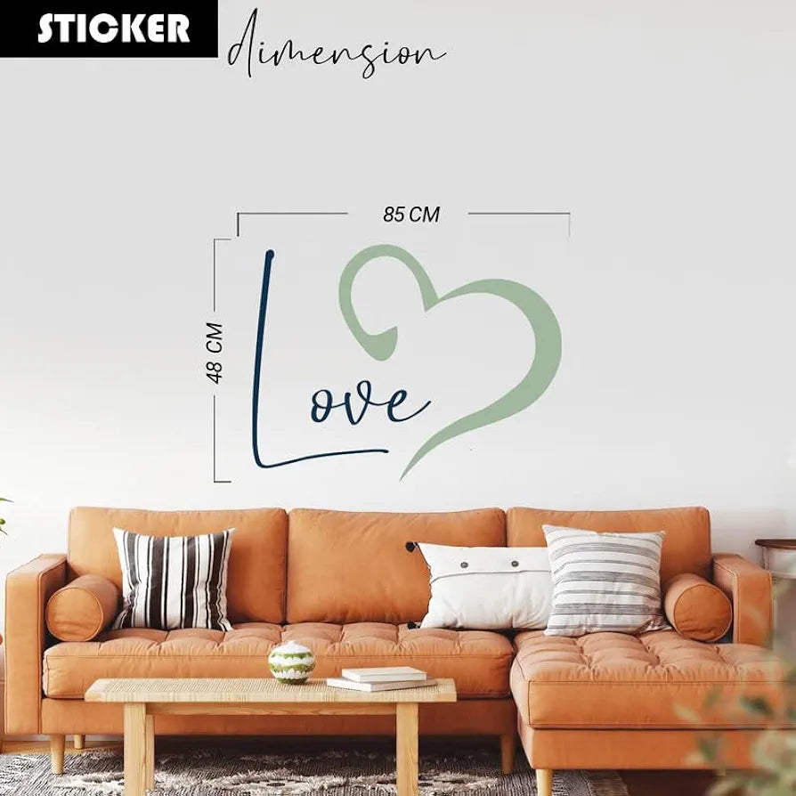 Kotart Green and Blue Heart and Love HD Printed Vinyl Wall Stickers/Decals