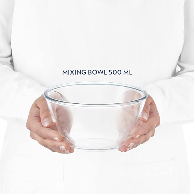 Borosil Glass Mixing & Serving Bowl With Lid | Oven & Microwave Safe Bowl | 500 Ml | Borosilicate Glass