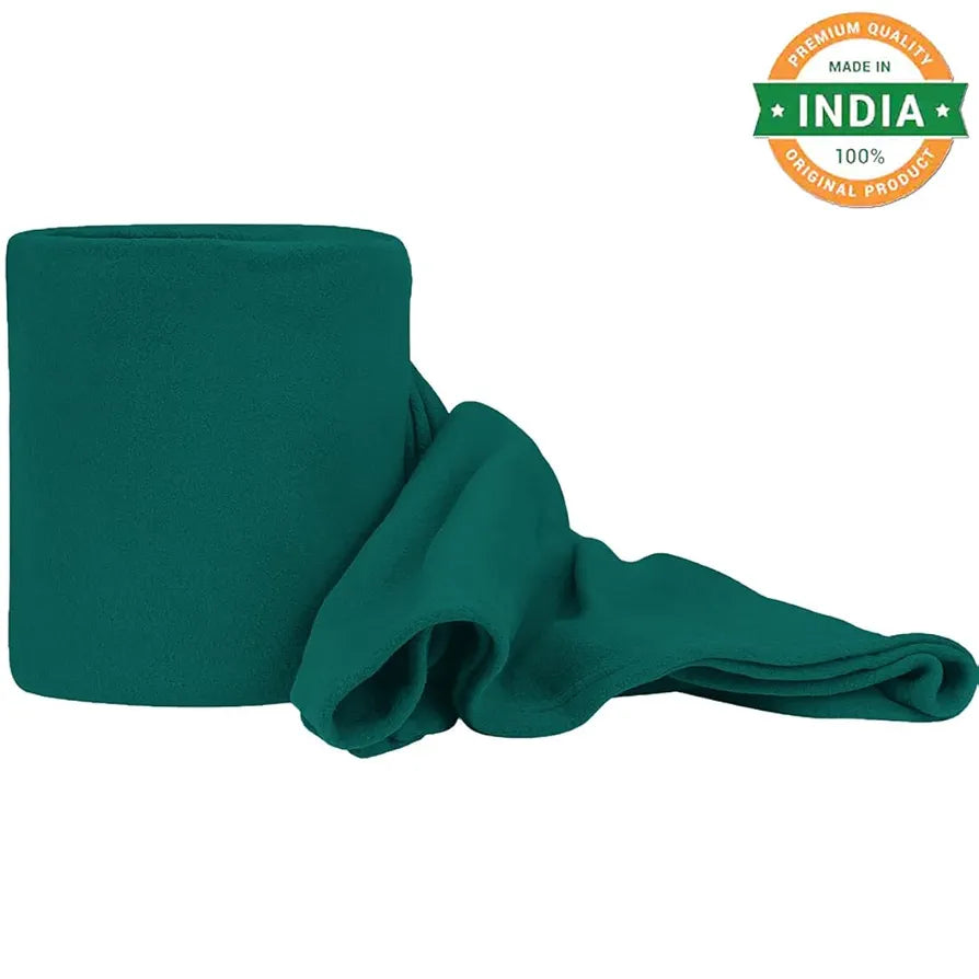 Cloth Fusion Polar Fleece AC Blanket for Winter Double Size Soft Woolen Blanket for Travel & Sleeping Dark Green