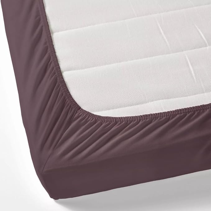 Haus kinder Cotton Elastic Fitted Bedsheet King Size 2 Pillow Covers | Colour Plum