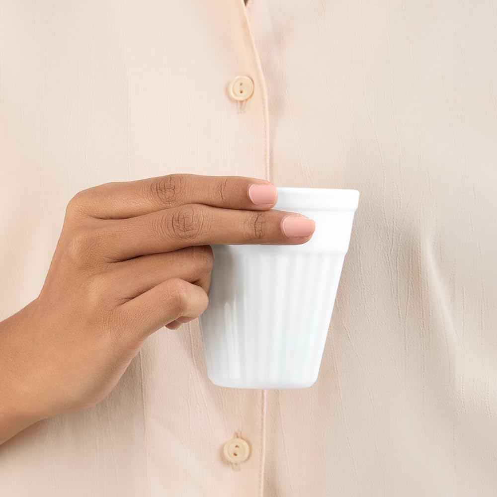 Larah by Borosil 6 Pcs Tea/coffee Opalware Kulhad Set | 200 Ml Each