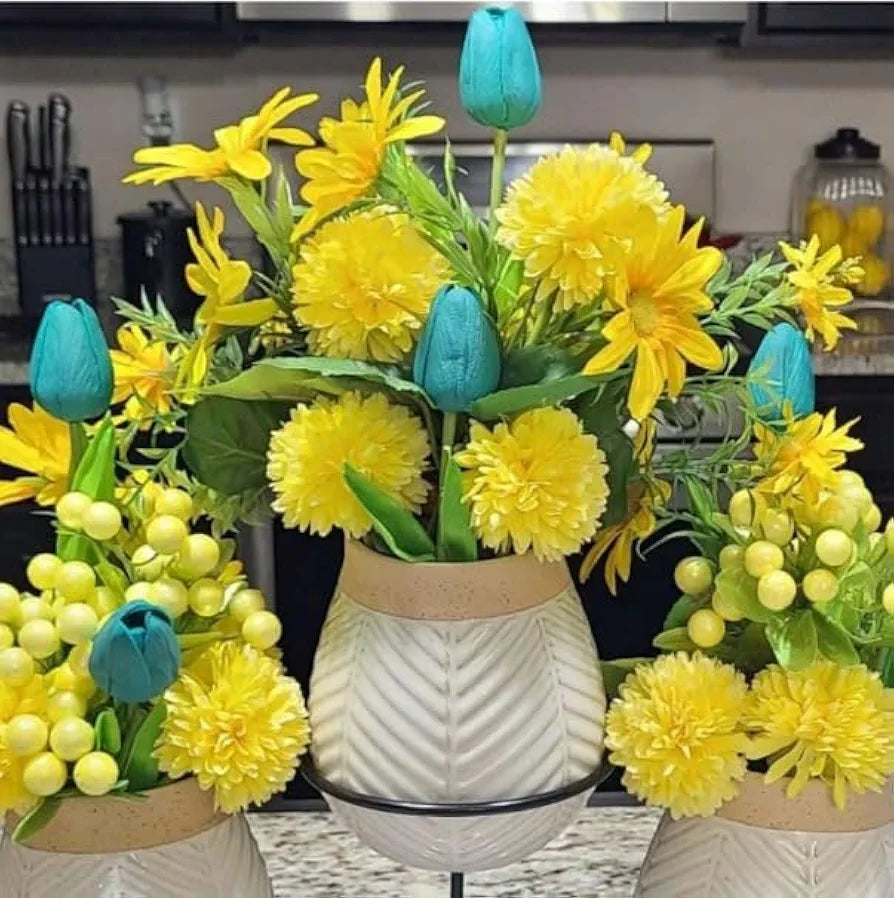 Artificial Chrysanthemum Hydrangea Ball Flower Sticks Yellow