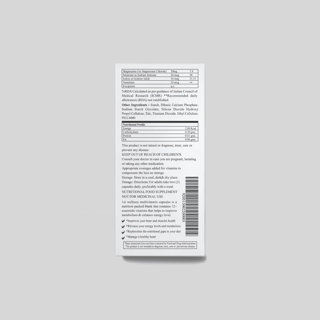 1stwellness Multivatimin And Minerals - 60 Cap