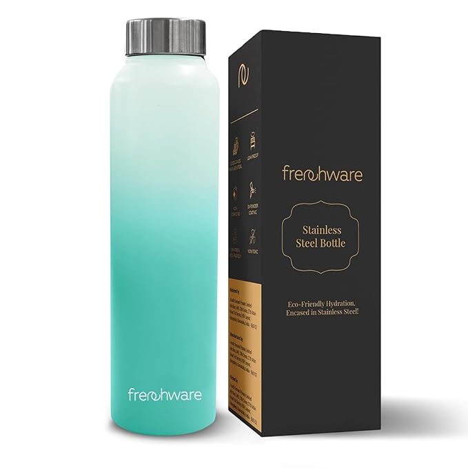 Frenchware Water Bottle 1 Litre, Stainless Steel, Premium SS 304, Green & Pearl | Easy-to-Clean