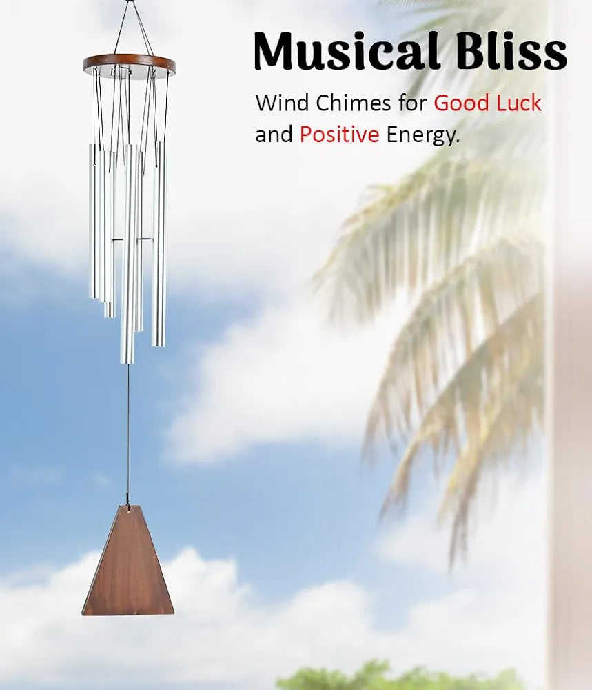 Wind Chimes – Silver 6-Pipe Hanging Showpiece Wind Chime -033-A
