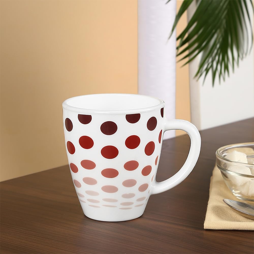 Larah by Borosil Opalware Polka Red 390 Ml Mug