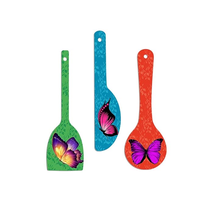 Artvibes Beautiful Butterfly Wooden Wall Hanger for Home | Set of 3