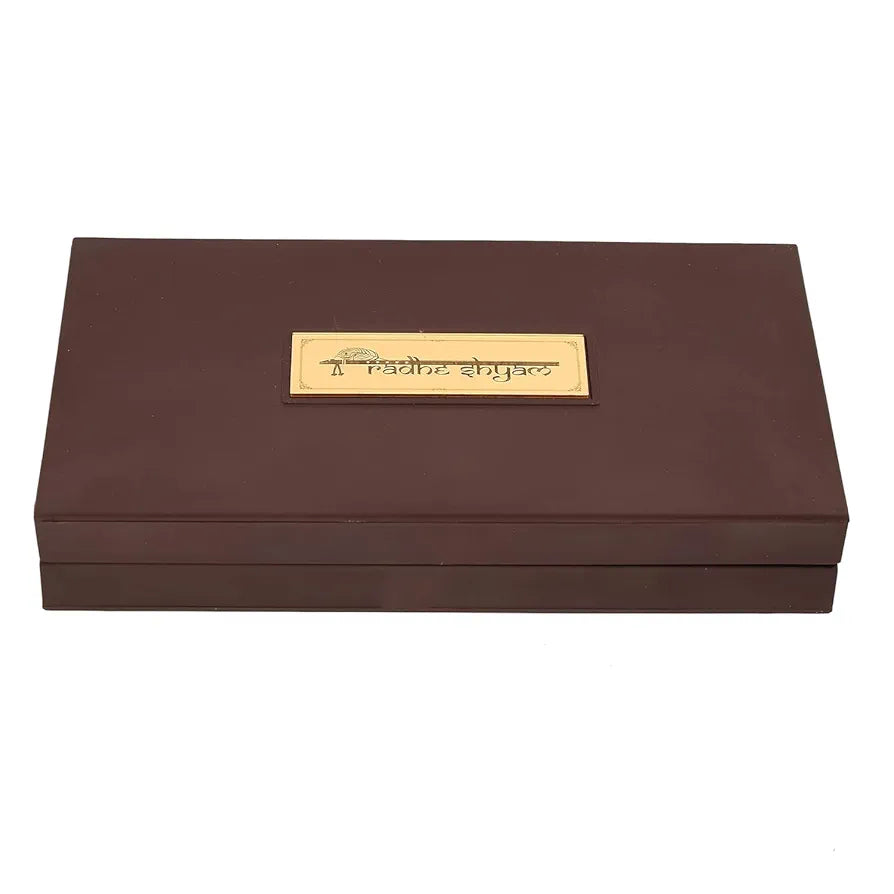 Jaipur Ace Gold Plated Radhe Shyam Charan Paduka Yantra Devotional Prayer Box Wooden Momento With Natural Fragrance