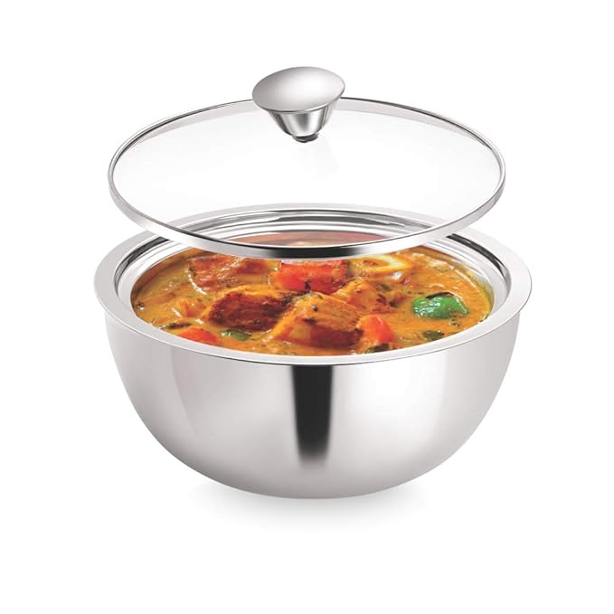 Borosil Stainless Steel Insulated Curry Server | 900 Ml | Silver