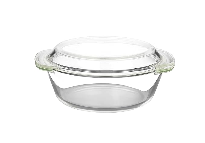 Femora Borosilicate Serving Bowl | Glass Casserole Set, Glass Bowl With Lid, Microwave Safe Bowl Set | Freezer Safe | 1000 Ml