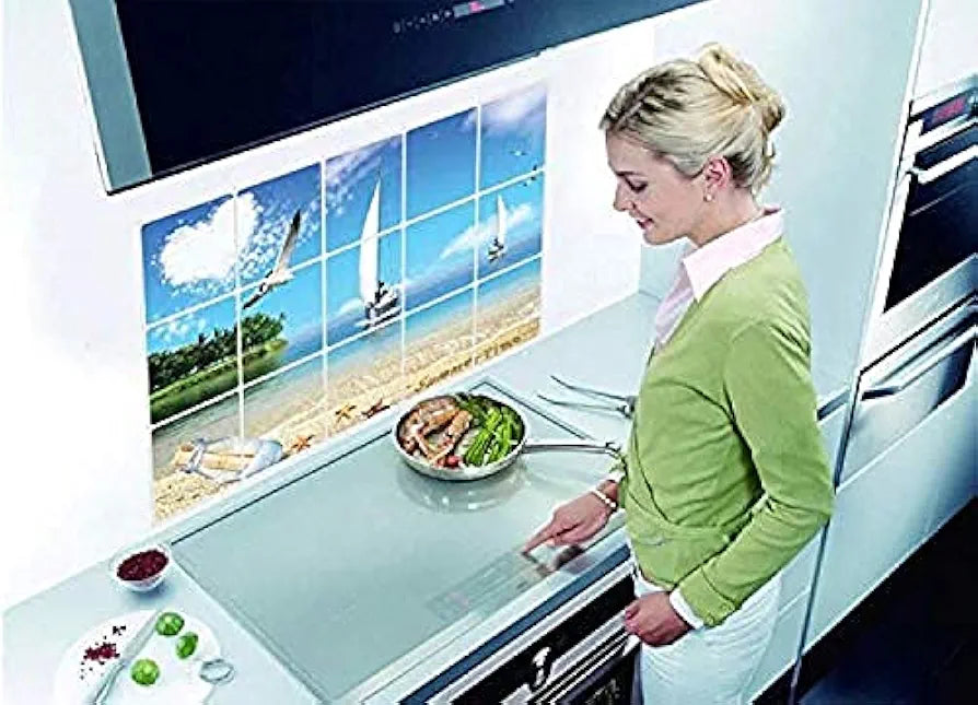 Jaamso Royals Decorative Vinyl Self Adhesive Peel and Stick Kitchen Sticker 45 Cm X 75 Cm Sea Blue