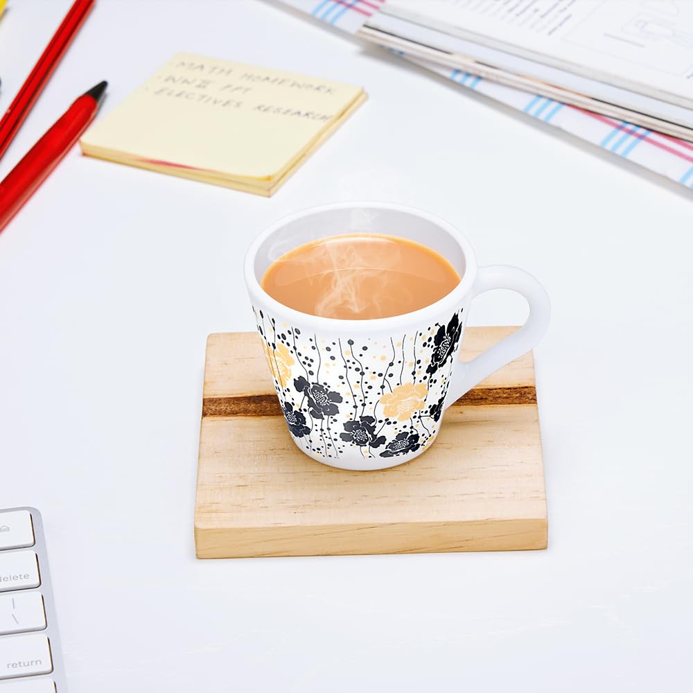 Larah by Borosil Novelty Series Dreamer Opalware Mug | Set of 6 Tea/coffee Mugs | 110 Ml Each