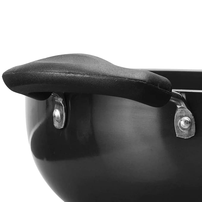 Vinod Black Pearl Plus Hard Anodised Deep Kadhai with Lid - 3.1 Litre, 24 cm | 3.25mm Thick | Natural Stick Free Kadai