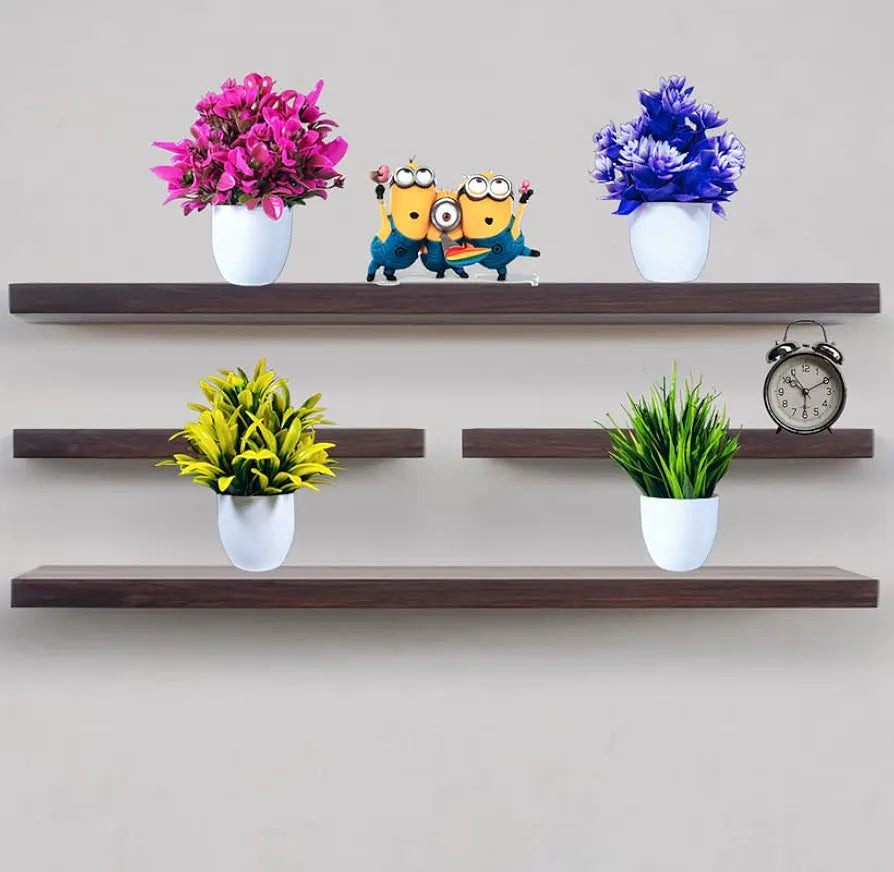 Plastic Artificial Plants For Home Decor Showcase Plants Flowers With Pot Fake Plant Pack of 4
