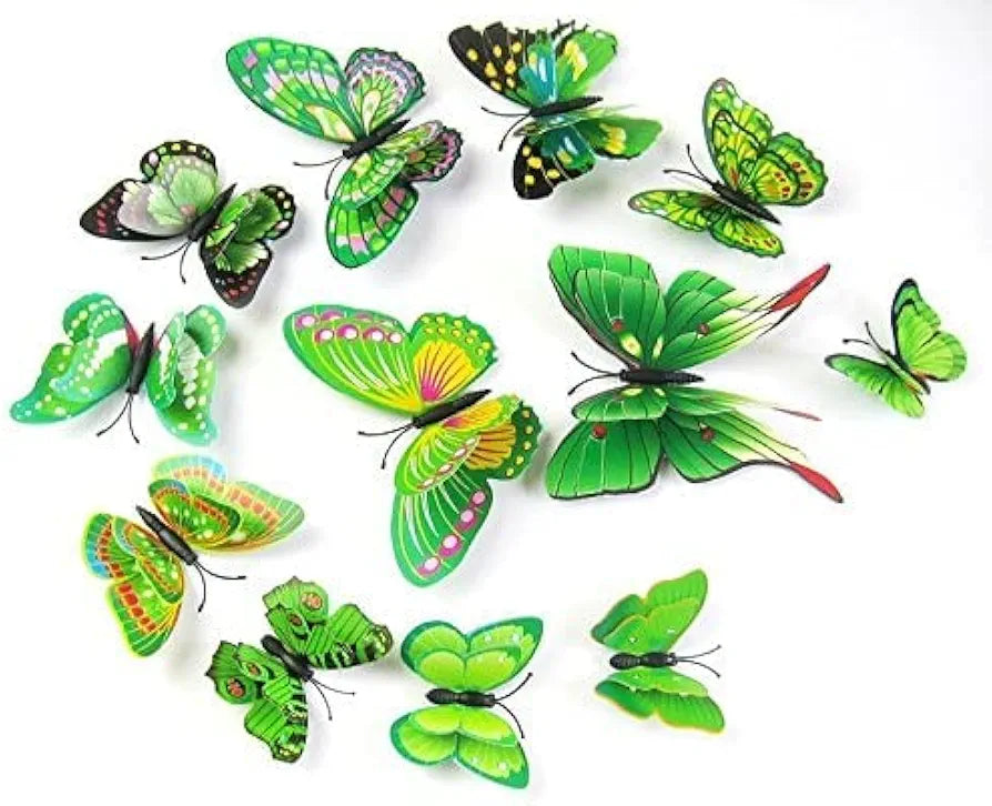 Jaamso Royals Green 3d Magnet Butterfly Stickers -self-adhesive