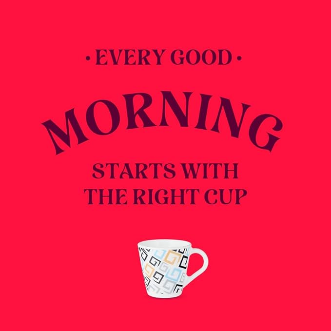 Larah by Borosil Novelty Series Ember Opalware Mug | Set of 6 Tea/coffee Mugs | 110 Ml Each