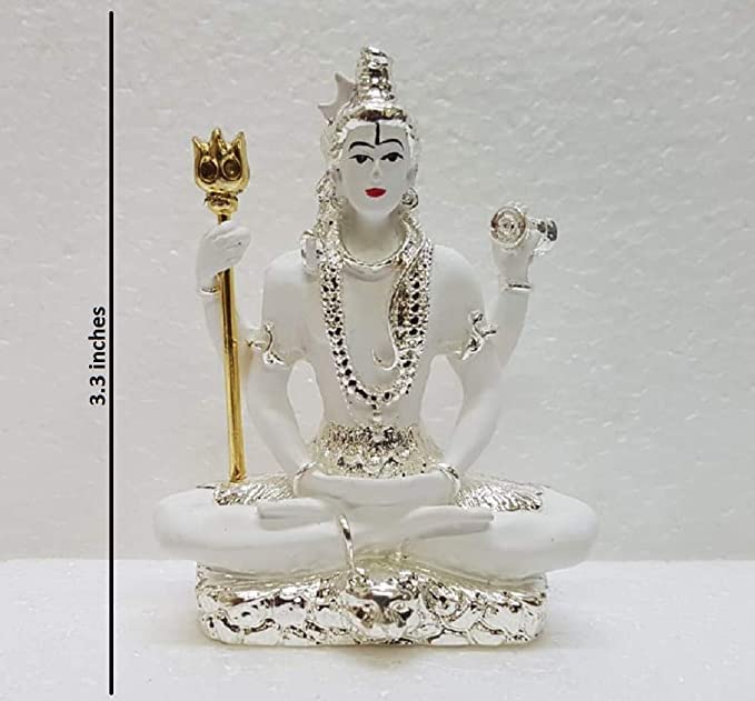 Gold Art India Resin Lord Shiva Idol Bhole Baba Bholenath Hindu God Statue for Pooja Ideal for Gifting Colour White