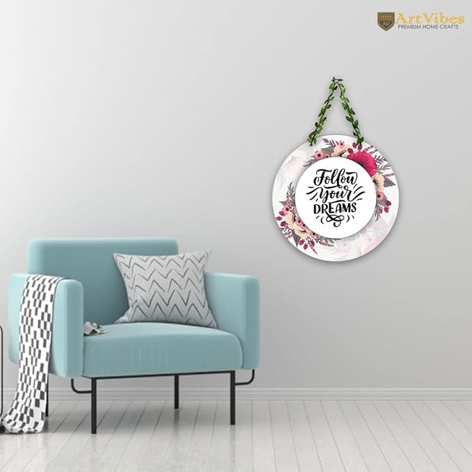 Artvibes Follow Your Dreams Wall Hanging for Home | Mdf Wooden Wall Hanger for Wall Decoration