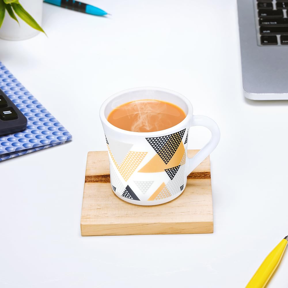 Larah by Borosil Crysta Series Nivaah Opalware Mug | Set of 6 Tea/coffee Mugs | 160 Ml Each