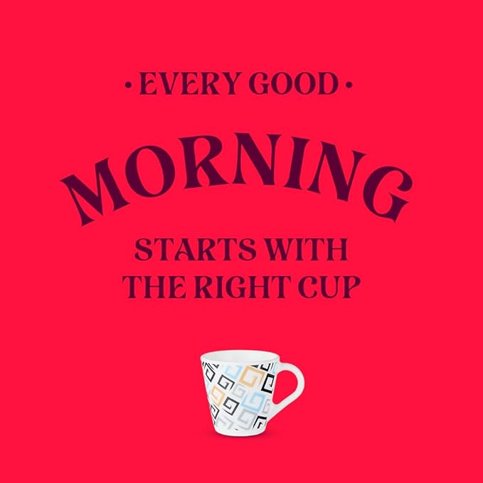 Larah by Borosil Novelty Series Ember Opalware Mug | Set of 6 Tea/coffee Mugs | 160 Ml Each