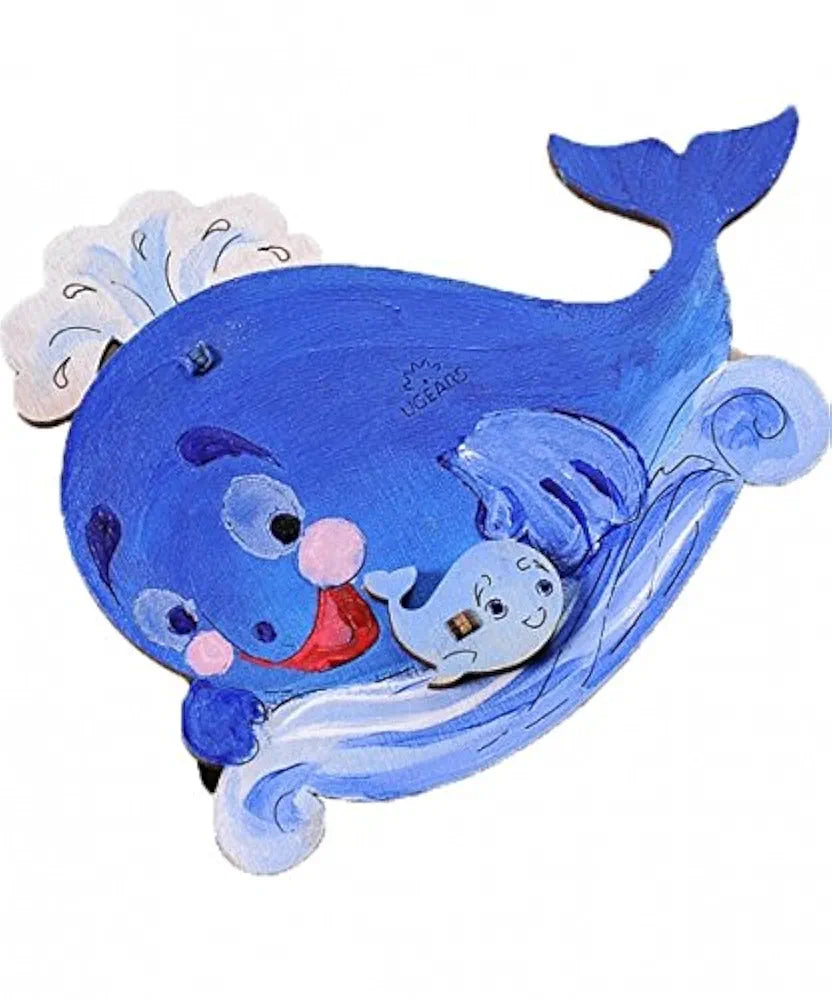 Ugears Whale - 3D Wooden Animal Jigsaw Puzzle Games - Kids Coloring kit - STEAM Learning Brain Games Toys & Animal Puzzles for Kids - Art, Coloring and Painting Games for Kids, Birthday Gift for Kids