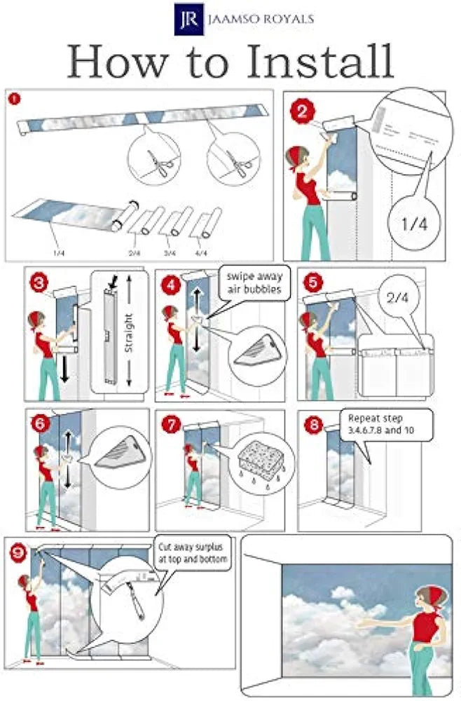 Jaamso Royals Light Red Brick Peel and Stick Wallpaper Wall Decor Manual