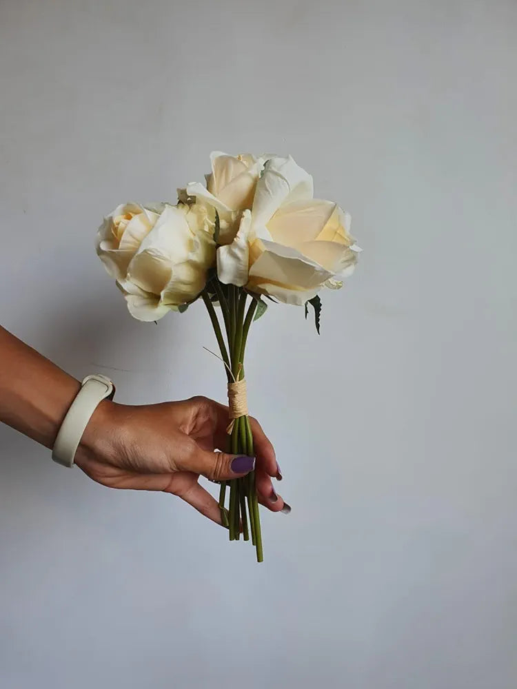 Artificial Rose Flower Fabric Bouquet for Home Decor Pink