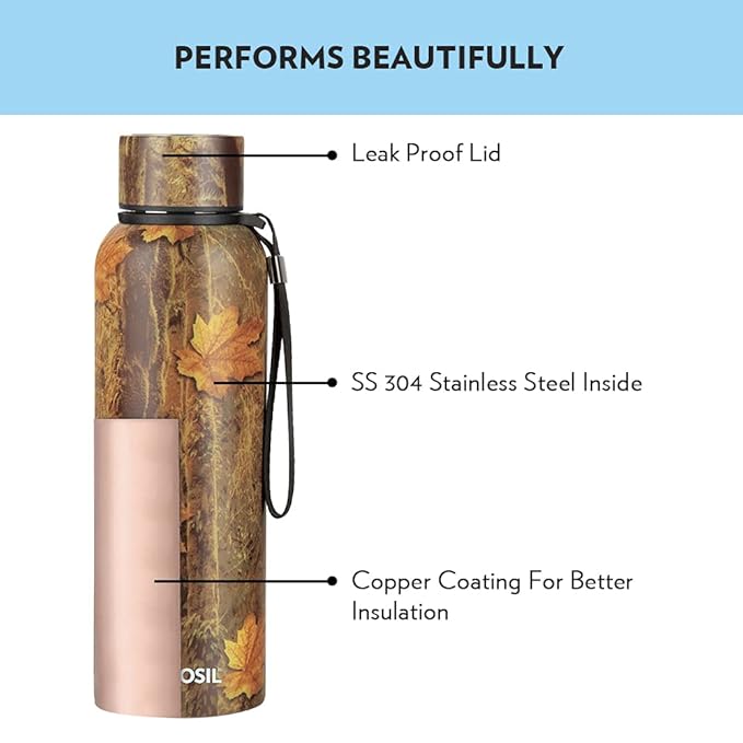 Borosil Hydra Trek Mapple 700 ml Stainless Steel Water Bottle