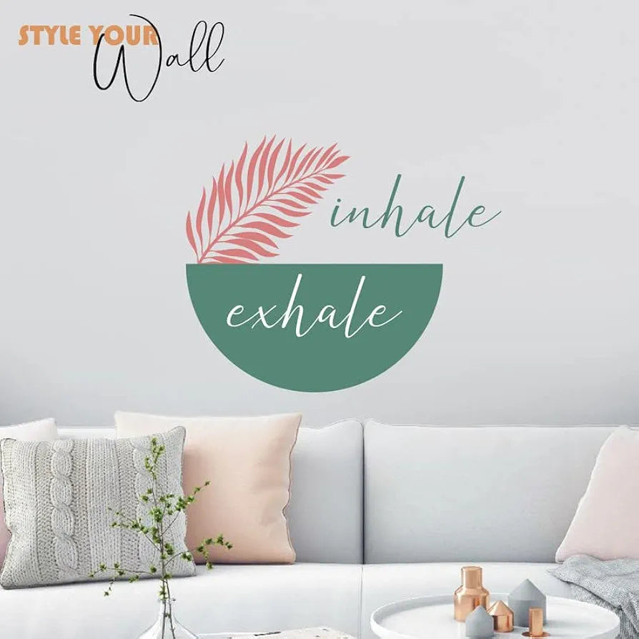 Kotart Leaf and Inhale Exhale Printed Vinyl Wall Decals