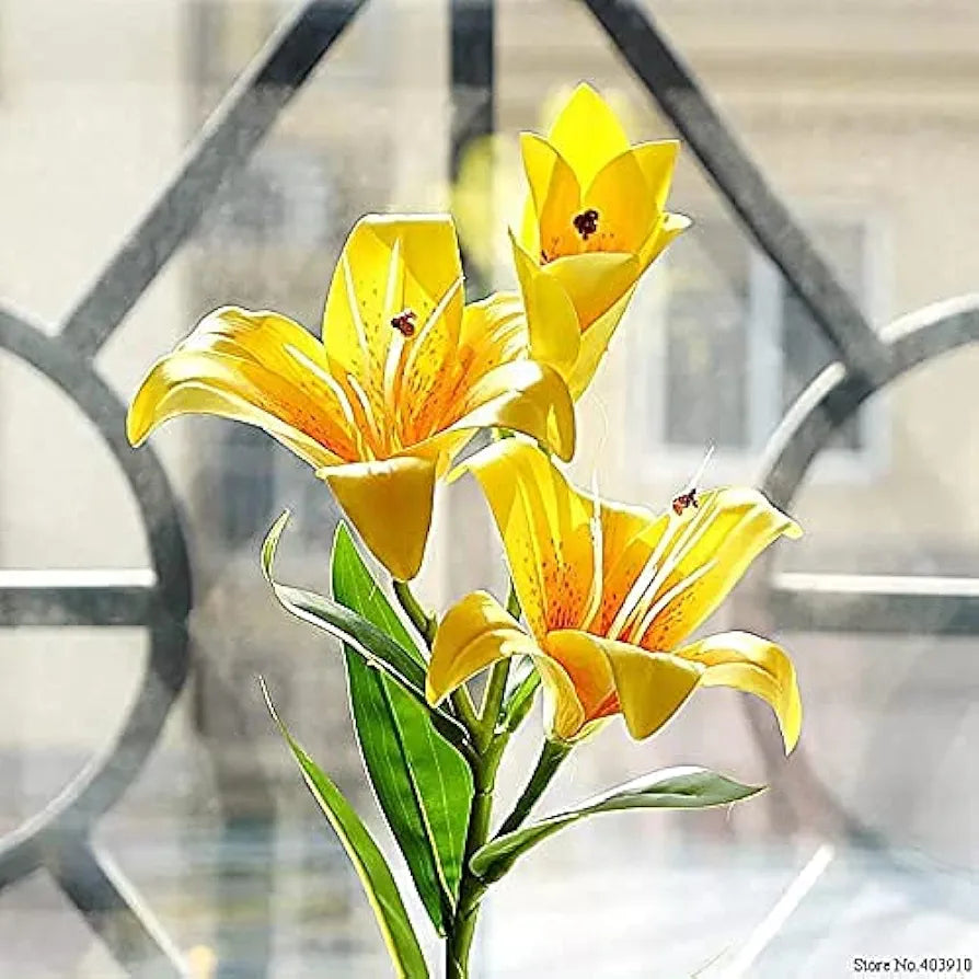 Lily Artificial Flowers Sticks Yellow