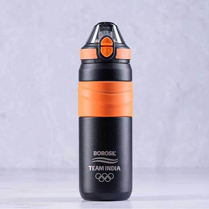 Borosil Hydra Adventure | Insulated Water Bottle Stainless Steel Bottle | With Double Wall Vacuum Insulation | 560 Ml Hot & Cold Bottle | Black