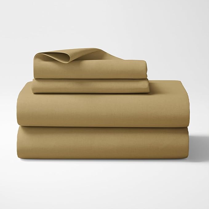 Haus & kinder Cotton Elastic Fitted Bedsheet King Size For Double Bed 2 Pillow Covers Colour Taupe