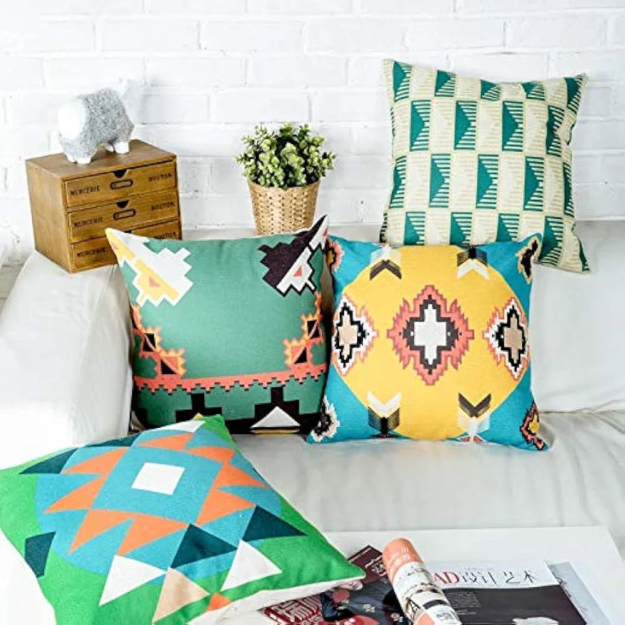 Aerohaven Abstract Set of 5 Traditional Rajasthani Print Cushion Covers Decorative Cotton Covers