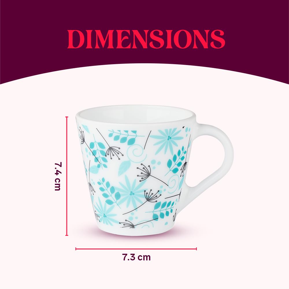 Larah by Borosil Novelty Series Stardust Opalware Mug, Set of 6 Tea/coffee Mugs | 160 Ml Each