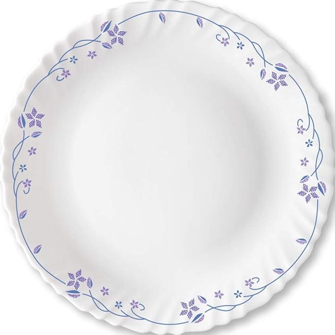 Larah by Borosil Flora, Opalware Full Plate | 11 Inch | White | Set of 6