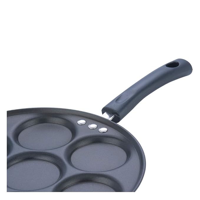 Vinod Zest Aluminium Non Stick Mini Uttapam Pan - 7 Cavaties, 26 cm | 3mm Thick | 3 Layer Coating | Bakelite Handle
