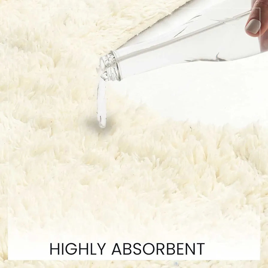 Sashaa World Solid Anti-skid Cotton Bathmat And Contour Set For Bathroom Colour Cream