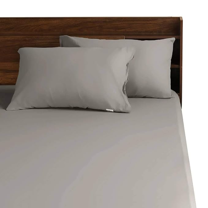 Wakefit Bedsheet for King Size Bedsheet King Size Bed Cotton 2 Pillow Covers Elastic Fitted Sheet Grey Colour