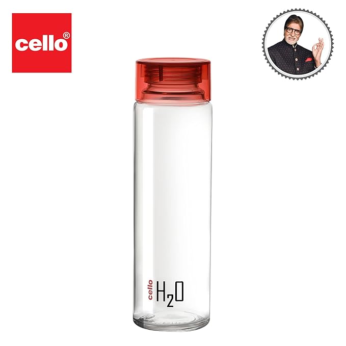 Cello H2O Glass Fridge Water Bottle with Plastic Cap | 920 ml
