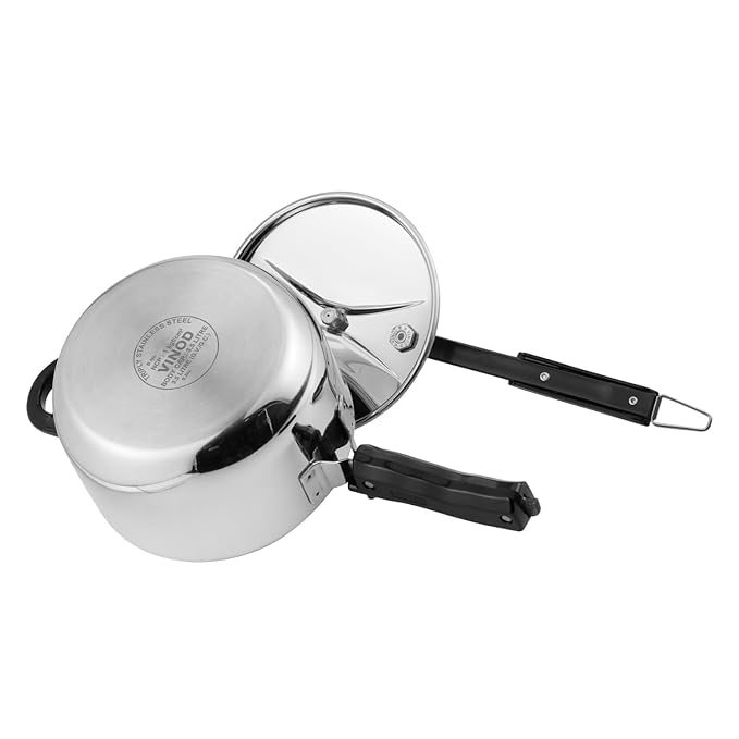 Vinod Straight Platinum Triply Stainless Steel Inner Lid Pressure Cooker - 3.5 Litres | SAS Metal | Induction Ready