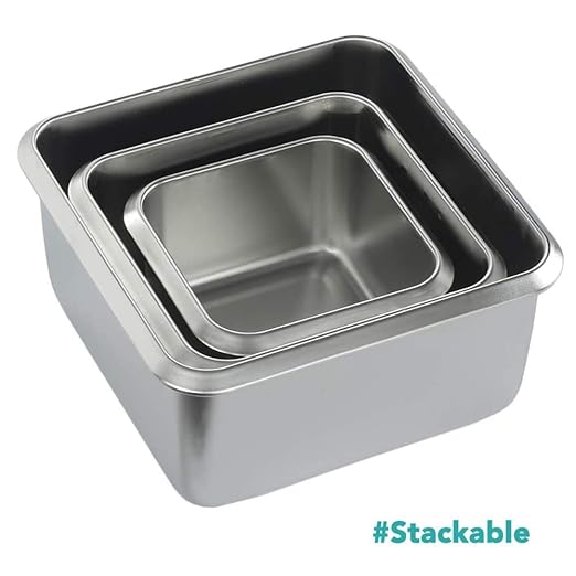 Femora High Steel Square Container Airtight Leakproof Unbreakable Storage Container/ Lunch Box | 350 Ml, 850 Ml | Set of 2