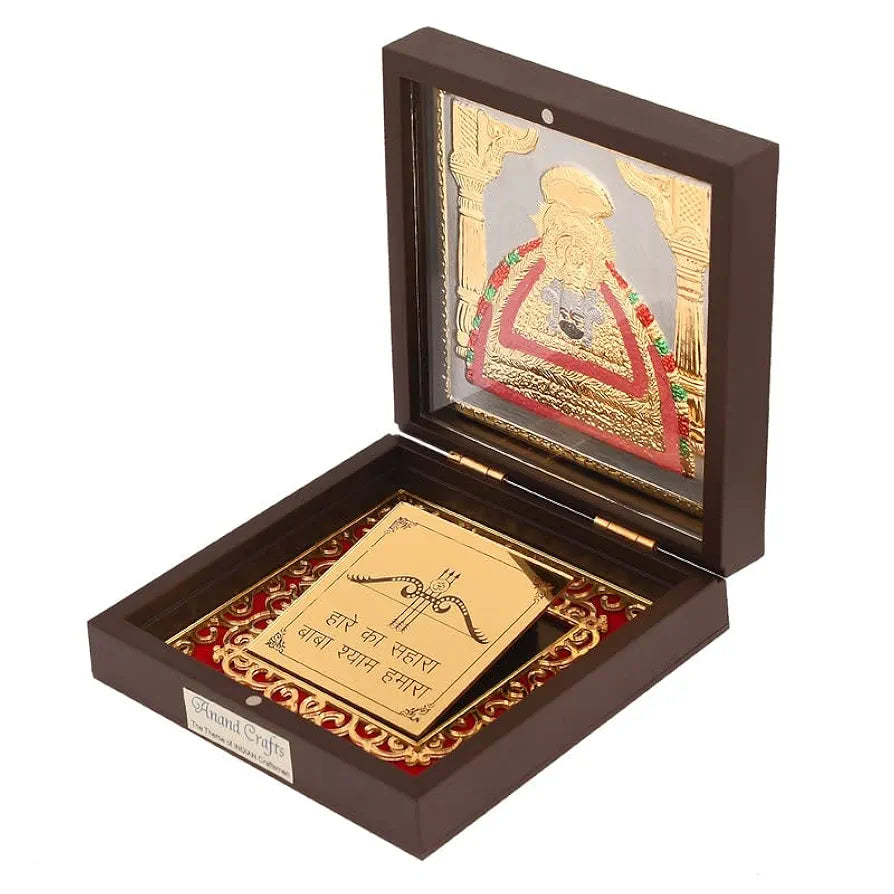 Jaipur Ace Shree Khatu Shyam Baba Gold Plated Charan Paduka Yantra With Wooden Box