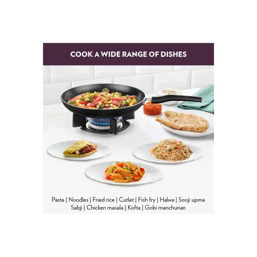 Borosil Granito Non-stick Fry Pan | Induction Friendly | Granite Finish | Pfoa-free | 26 Cm Diameter | Black