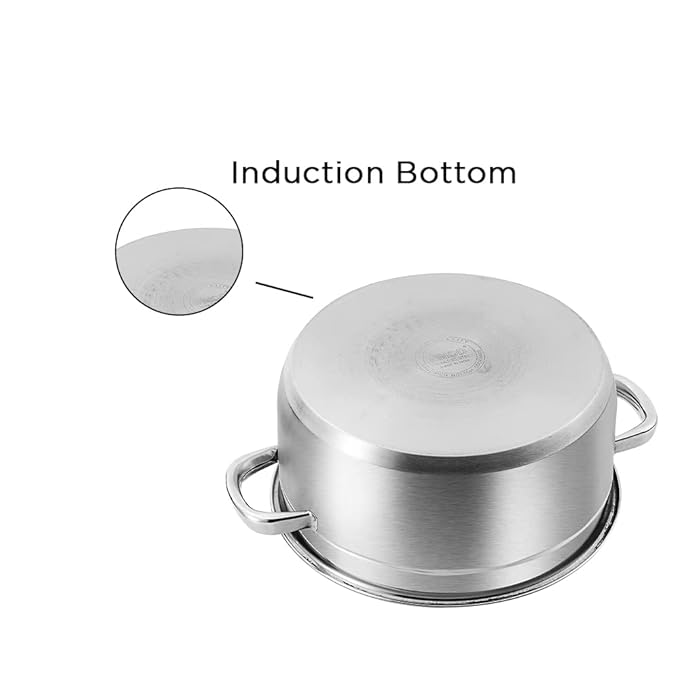 Vinod Bremen Stainless Steel Saucepot Set of 2 with Glass Lid | 2.5mm Thick Base | Riveted Sturdy Handle