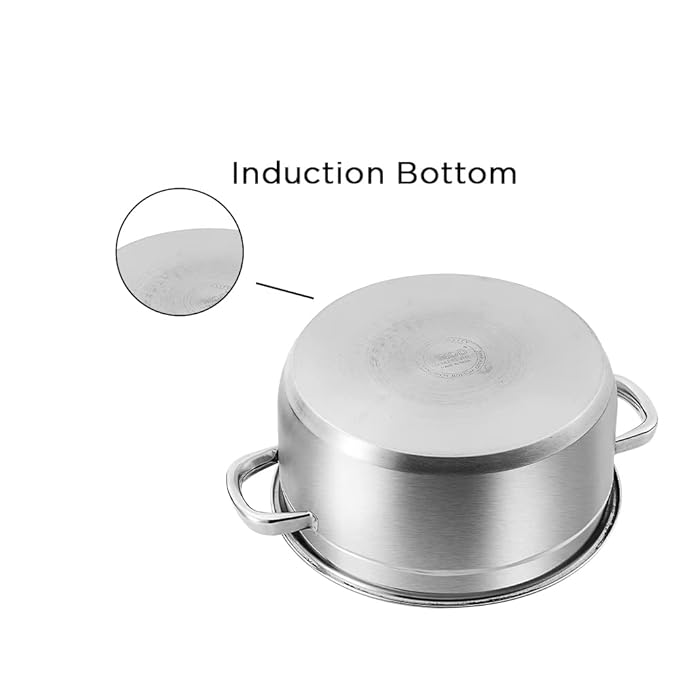 Vinod Bremen Stainless Steel Saucepot with Glass Lid 3 Litre, 20 cm | 2.5mm Thick Base