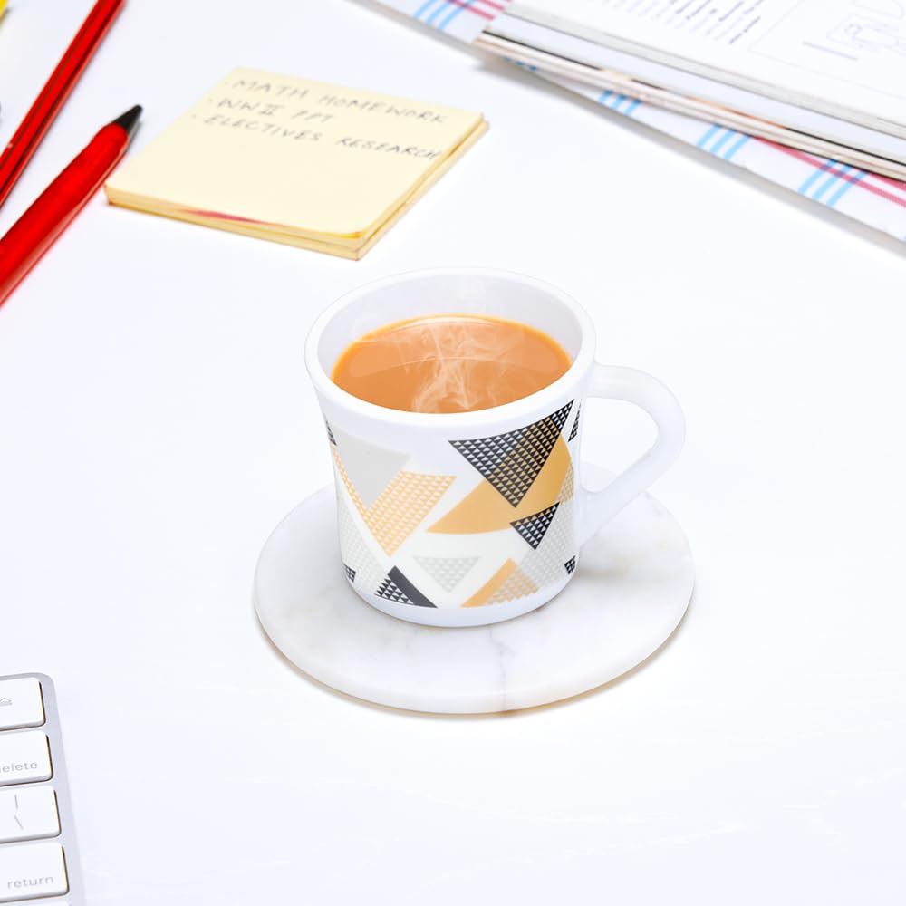 Larah by Borosil Crysta Series Nivaah Opalware Mug | Set of 6 Tea/coffee Mugs | 100 Ml Each