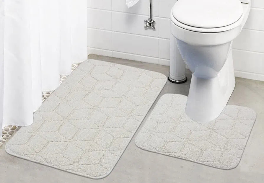 Saral Home Solid Antiskid Bathmat Set Colour White